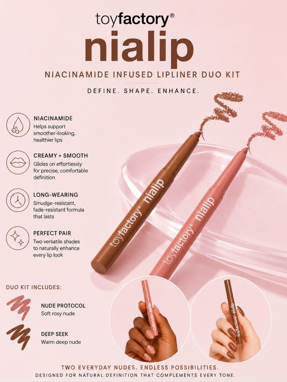 Toy Factory Niallip Niacinamide Infused LipLiner Duo Kit Nude Protocol/Deep Seek